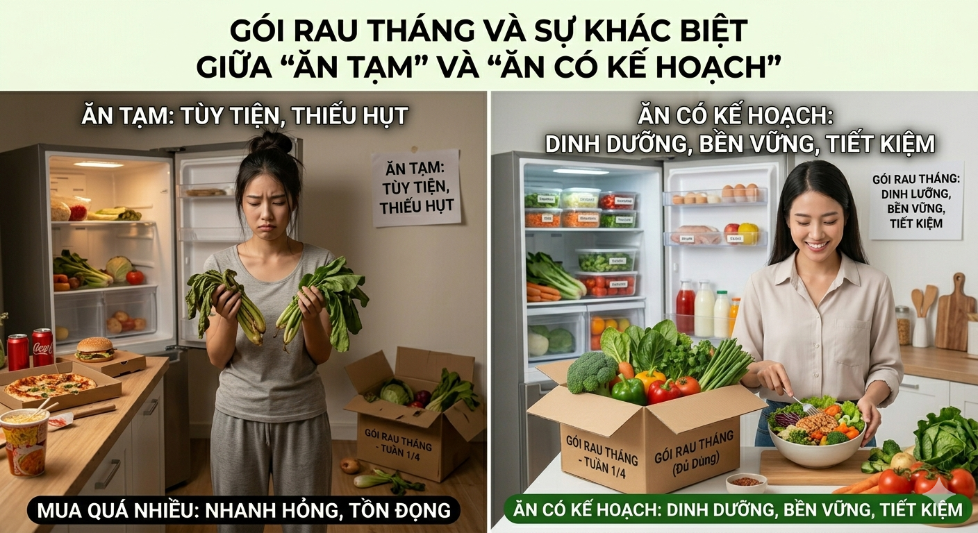 gói rau tháng