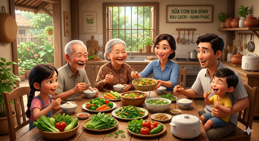 Bữa ăn sạch từ gói rau 